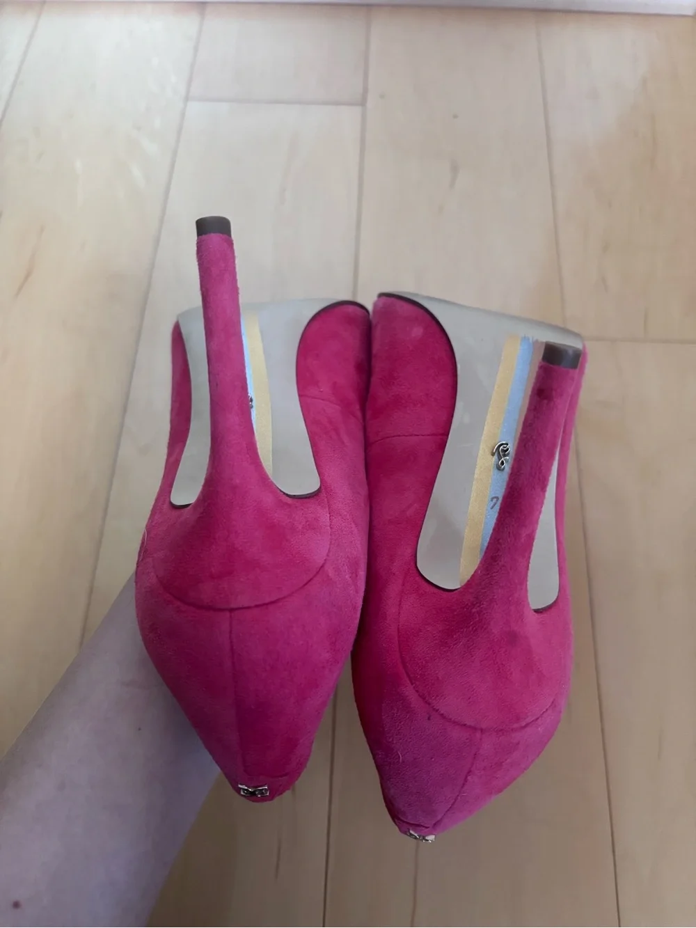 Sam Edelman Hazel Stiletto Suede Pointed-Toe High Heels in Guava Pink